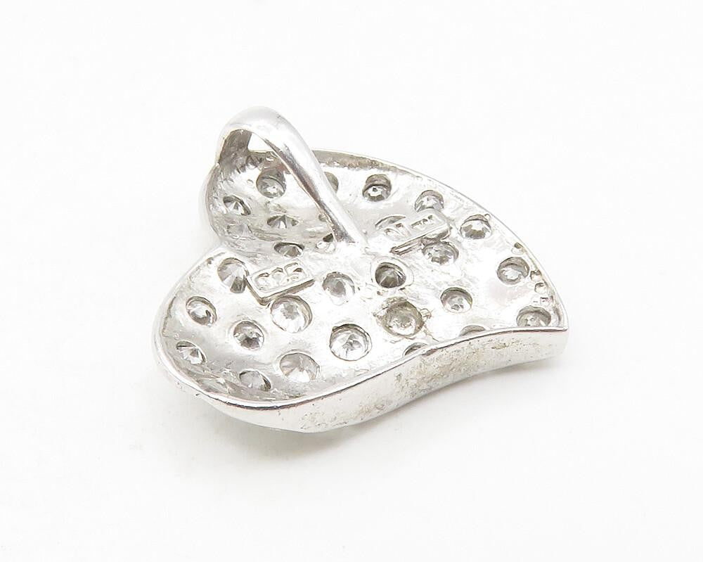 925 Sterling Silver  Shiny Topaz Dotted Shiny Love Heart Pendant  PT9462