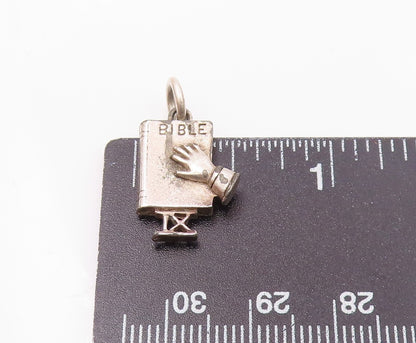 925 Sterling Silver  Vintage Petite Hand On Bible Drop Pendant  PT16722