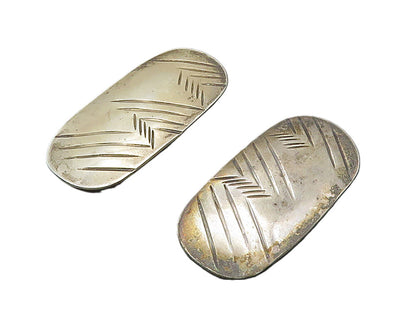 WOODS 925 Sterling Silver Vintage Etched Detail Dark Tone Drop Earrings EG8312