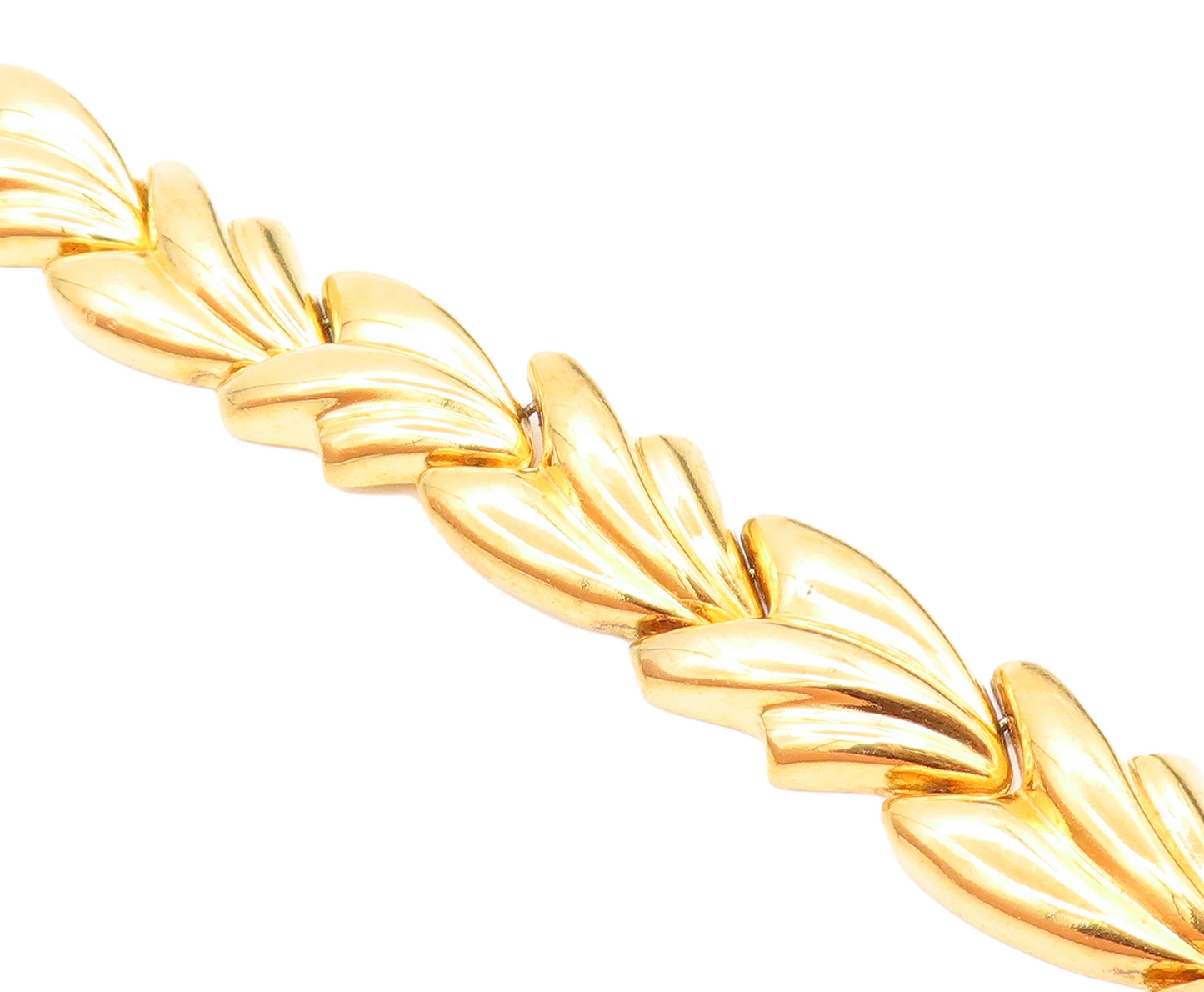 925 Sterling Silver  Shiny Gold Plated Fluted Hollow Chain Bracelet  BT2629