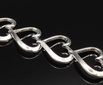 925 Silver  Vintage Genuine Diamonds Accent Open Love Heart Bracelet  BT9662