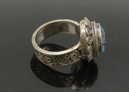 BALI 925 Sterling Silver  Vintage Blue Topaz Swirl Cocktail Ring Sz 7  RG22085
