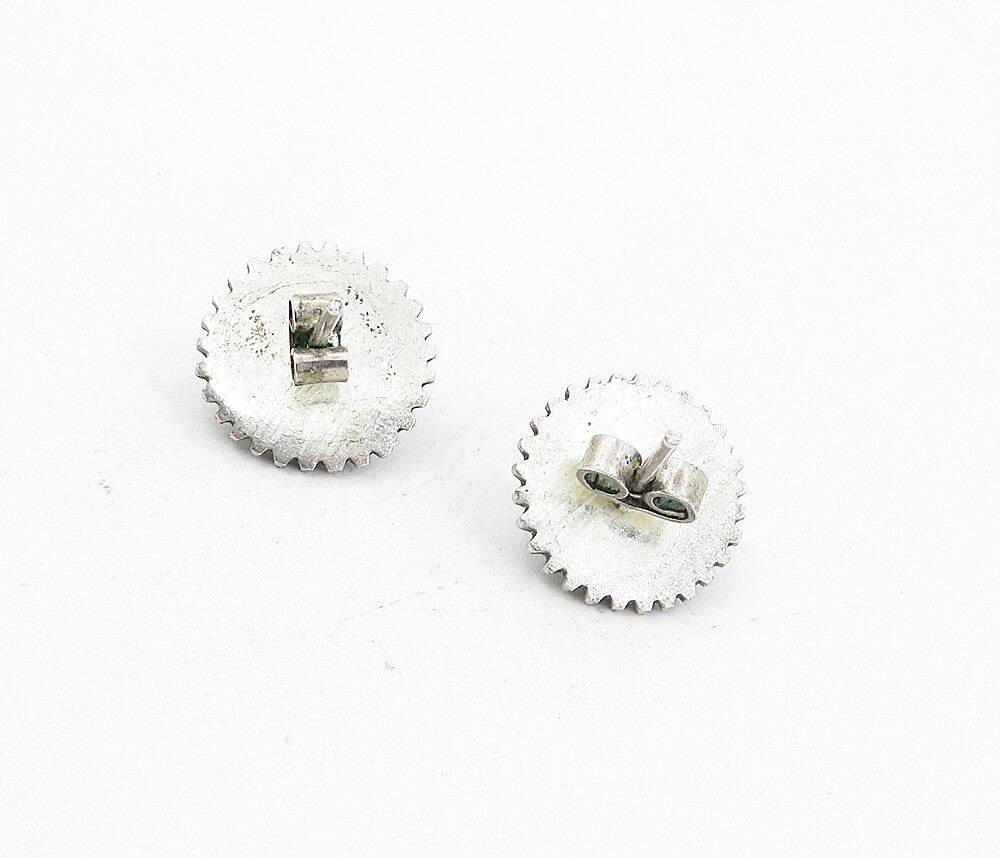 925 Sterling Silver  Vintage Antique Twist Pattern Dome Drop Earrings  EG4118