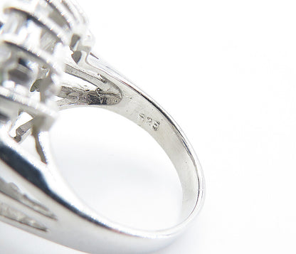925 Sterling Silver  Sapphire & Cubic Zirconia Cocktail Ring Sz 6  RG7813
