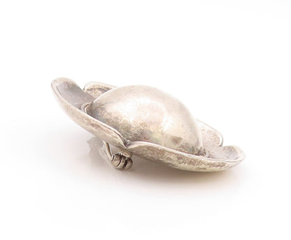925 Sterling Silver Vintage Brooch Dark Tone European Carved Hat  BP11526