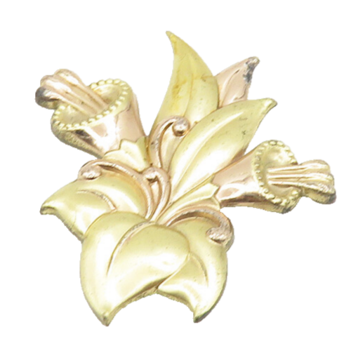 925 Sterling Silver  Vintage Gold Plated Two Tone Floral Brooch Pin  BP7170