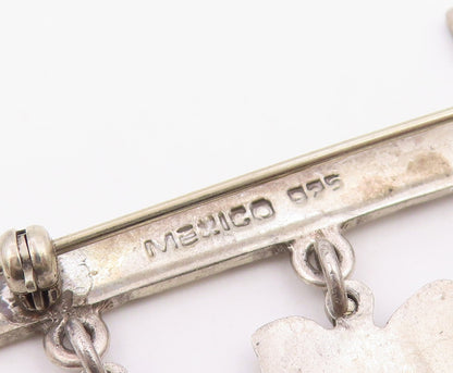 MEXICO 925 Sterling Silver  Vintage Candy Cane Christmas Brooch Pin  BP3836