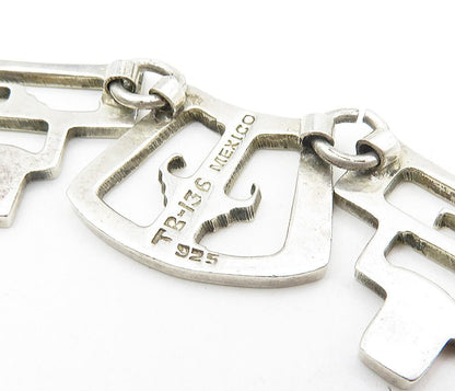 MEXICO 925 Sterling Silver  Vintage Cutout Design Shiny Chain Necklace  NE1552