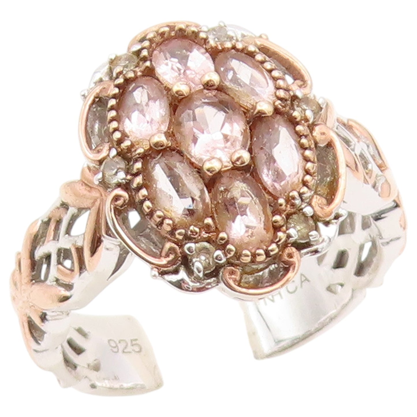 925 Sterling Silver Vintage Ring MICHAEL VALITUTTI Morganite  Sz 11  RG36524