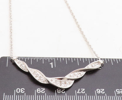 925 Sterling Silver  Genuine Diamonds Shiny Twist Chain Necklace  NE1940