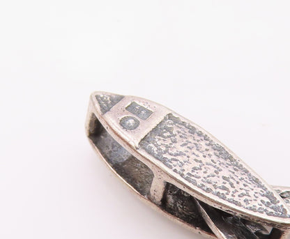 POLAND 925 Sterling Silver  Vintage Cubic Zirconia Oblong Pendant  PT19978
