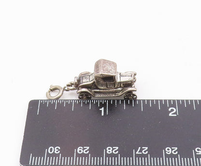 925 Sterling Silver  Vintage Old Fashioned Car Motif Pendant (SPINS)  PT18119