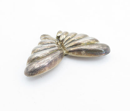 MEXICO 925 Sterling Silver  Vintage Hollow Fluted Butterfly Brooch Pin  BP2395