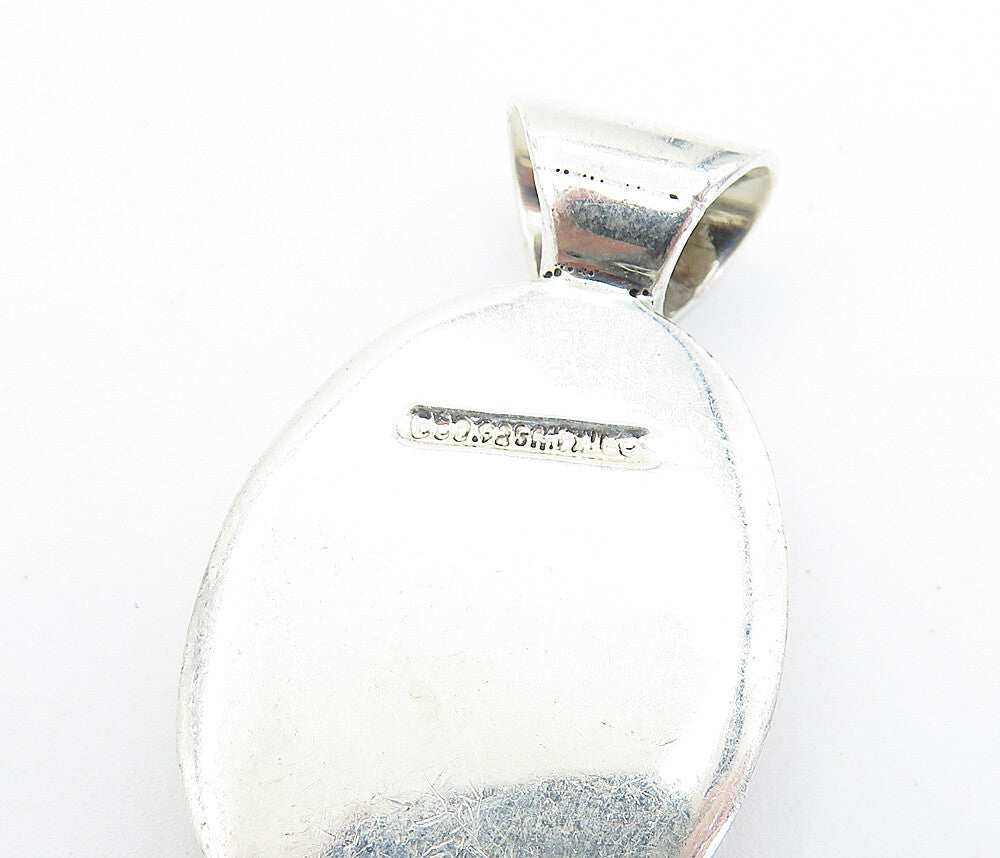 DDD MEXICO 925 Sterling Silver  Vintage Agate Shiny Textured Pendant  PT5372