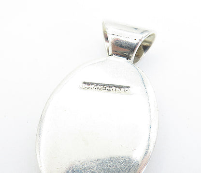 DDD MEXICO 925 Sterling Silver  Vintage Agate Shiny Textured Pendant  PT5372