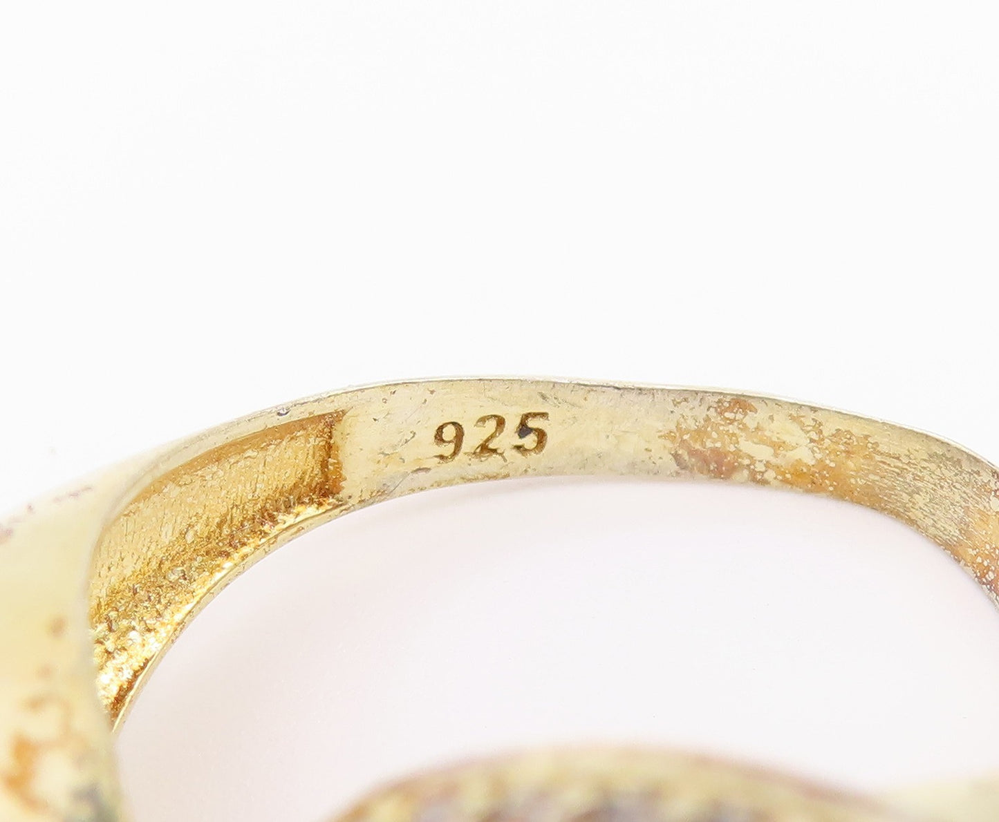 925 Sterling Silver Vintage Ring Gold Plated CZ Evil Eye Band  Sz 7.5  RG36538