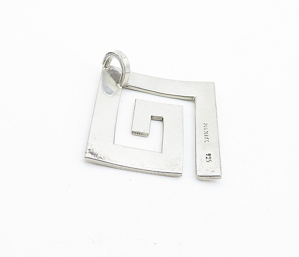 MEXICO 925 Sterling Silver  Vintage Shiny Smooth Square Spiral Pendant  PT3316