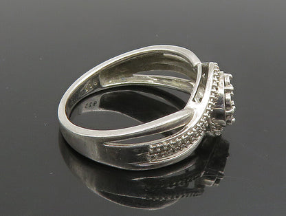 925 Silver  Vintage Floral Genuine Diamonds Multi Row Swirl Ring Sz 7  RG25158