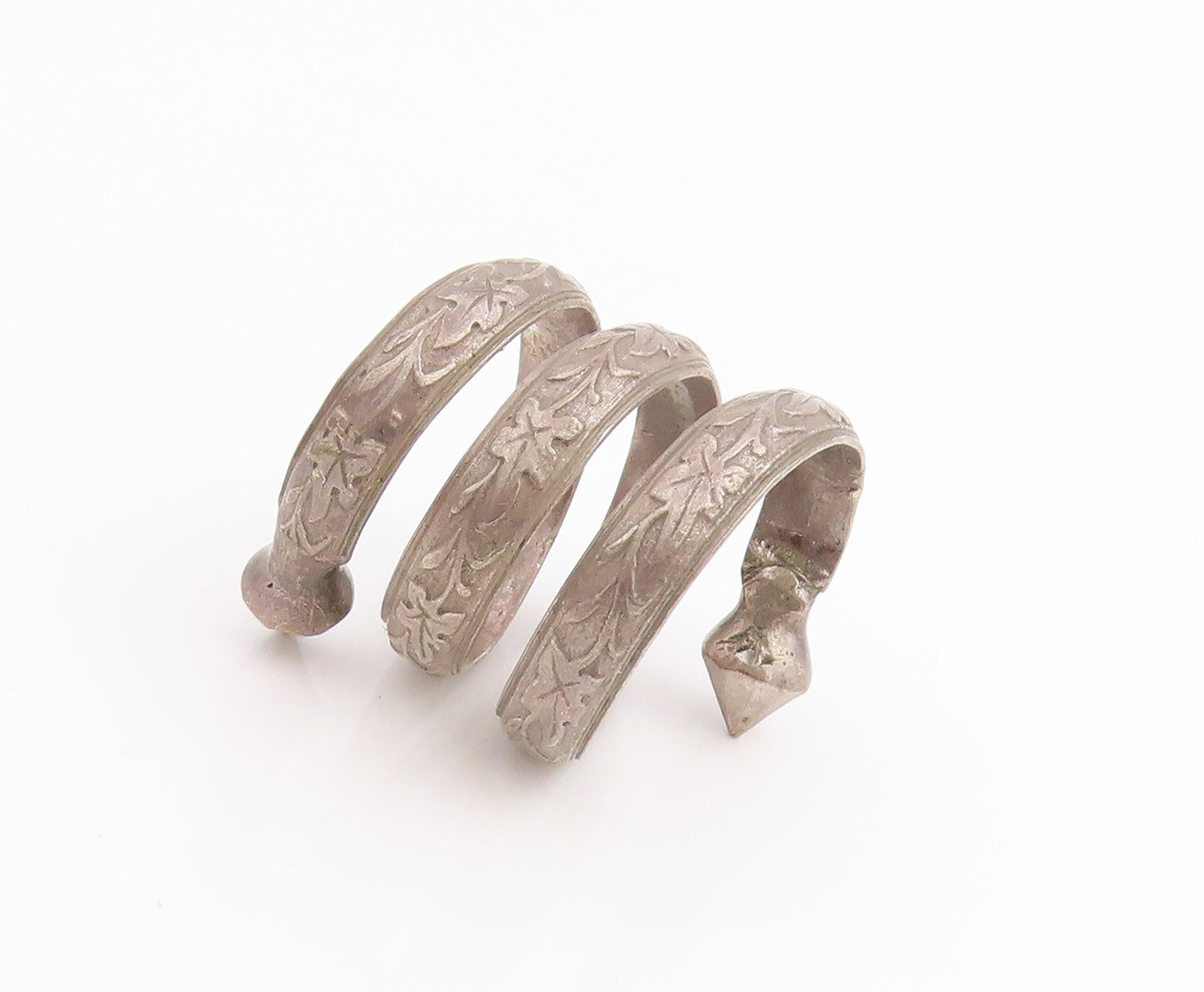 925 Sterling Silver Vintage Ring Chinese Export Floral Wrap Band  Sz 8  RG33780
