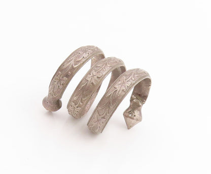 925 Sterling Silver Vintage Ring Chinese Export Floral Wrap Band  Sz 8  RG33780
