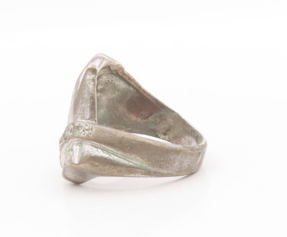 925 Sterling Silver Vintage Ring Religious Topaz Praying Hands  Sz 12  RG33389