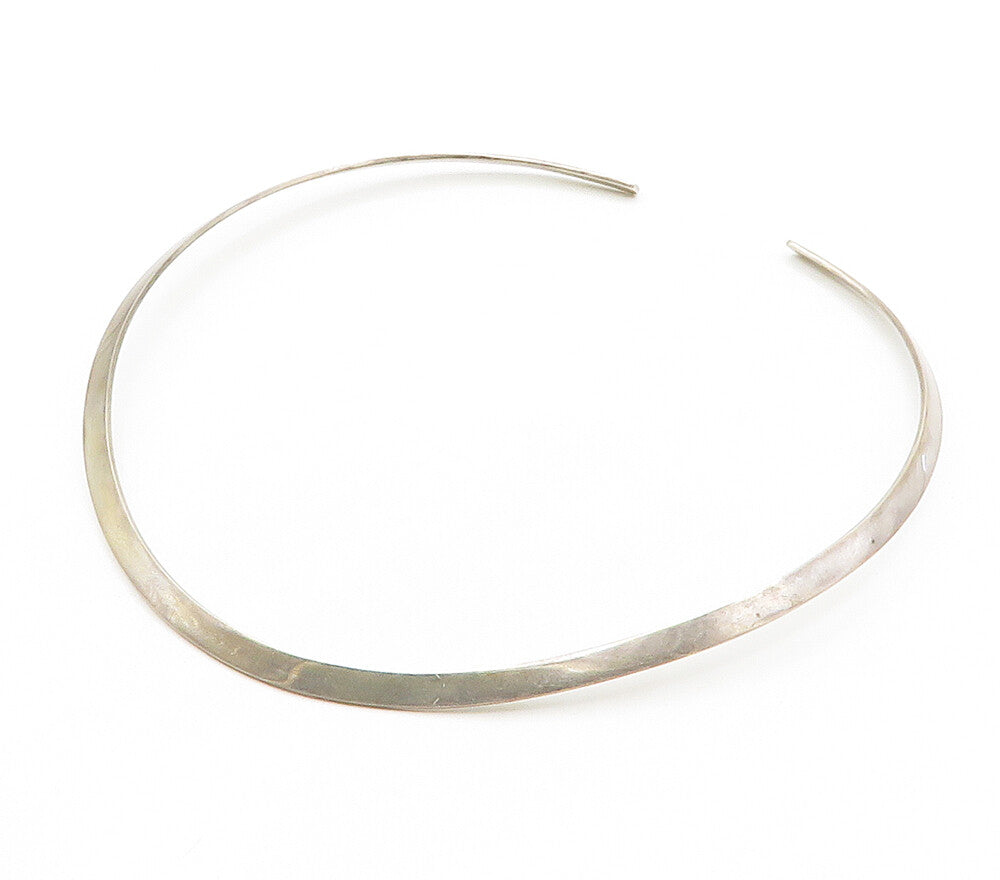 SAJEN 925 Sterling Silver  Vintage Minimalist Shiny Collar Necklace  NE2552