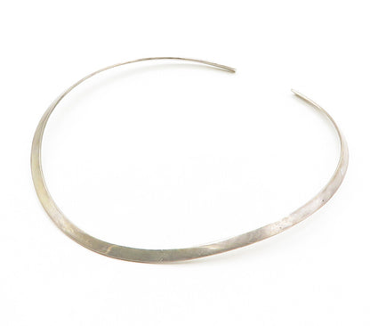 SAJEN 925 Sterling Silver  Vintage Minimalist Shiny Collar Necklace  NE2552