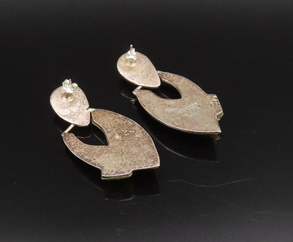 MEXICO 925 Silver  Vintage Two Tone Modernist Bypass Dangle Earrings  EG12201