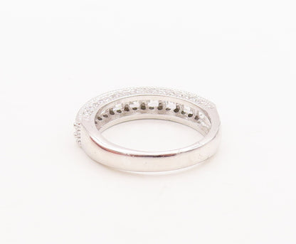 925 Sterling Silver Vintage Ring Designer Multi Shape CZ Inlay  Sz 7  RG29600