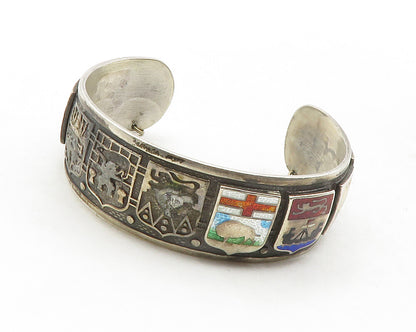 BMCO 925 Sterling Silver  Vintage Enamel Canadian Flags Cuff Bracelet  BT4824