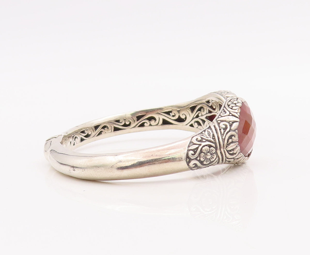 925 Sterling Silver Vintage Bracelet Drop Cut Gemstone Hinged Cuff  BT10584