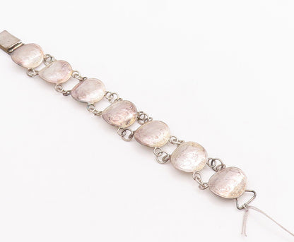 925 Sterling Silver Vintage Bracelet Antique Carved Coin Linked  BT10636
