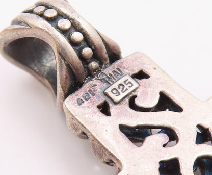 925 Sterling Silver  Vintage Love Heart Scroll Detail Cross Pendant  PT20084