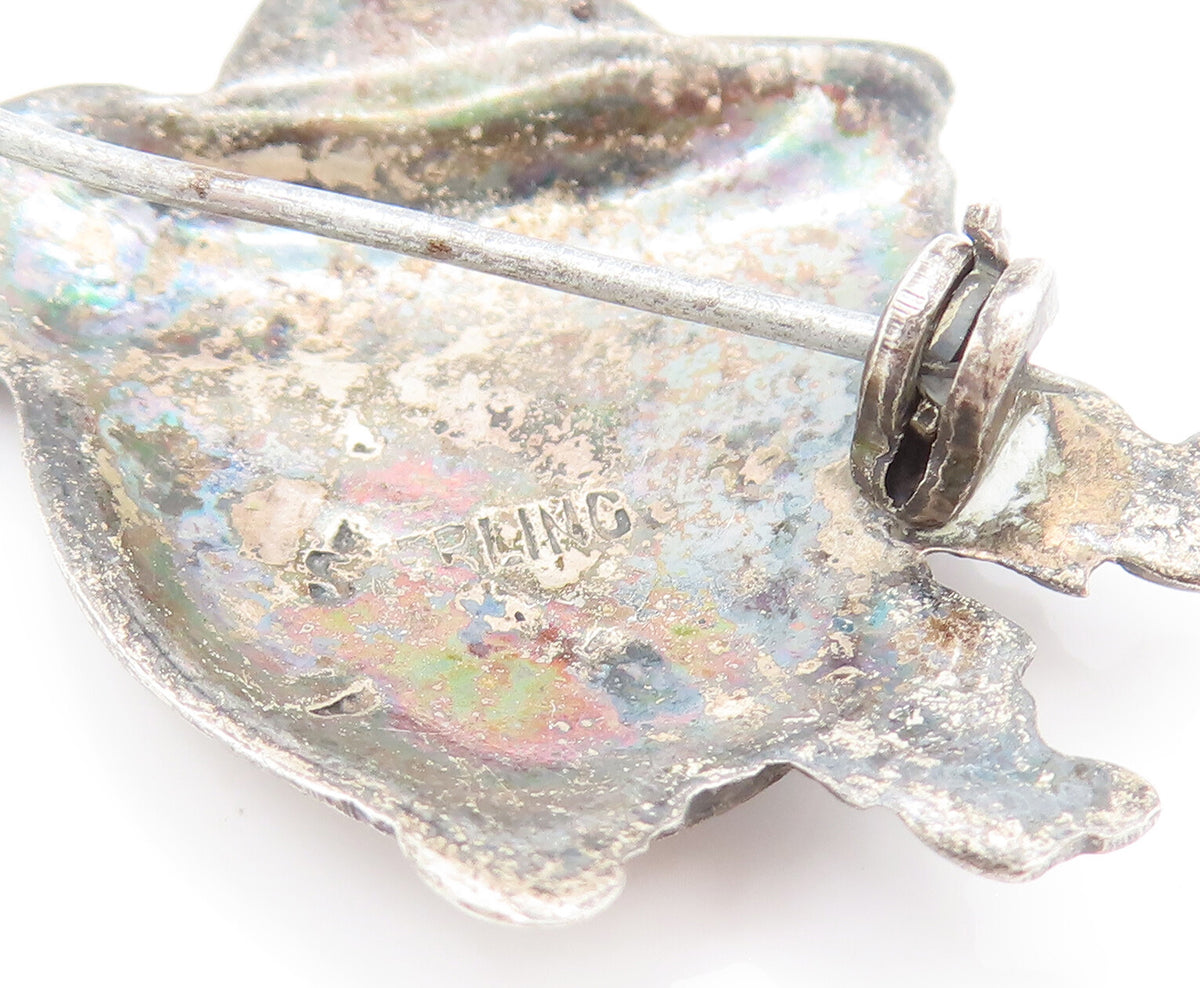 925 Silver  Vintage Antique Faceless Lady With Scarf Brooch Pin  BP10099