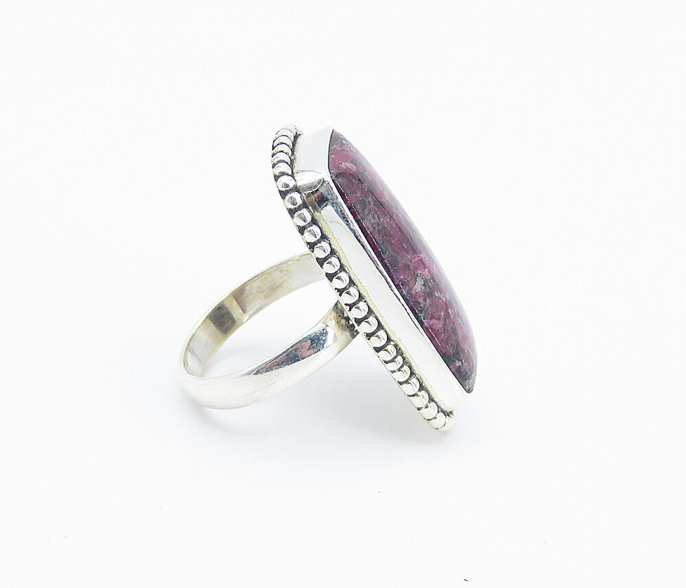 925 Sterling Silver Cabochon Cut Jasper Square Cocktail Ring Sz 6 RG8523