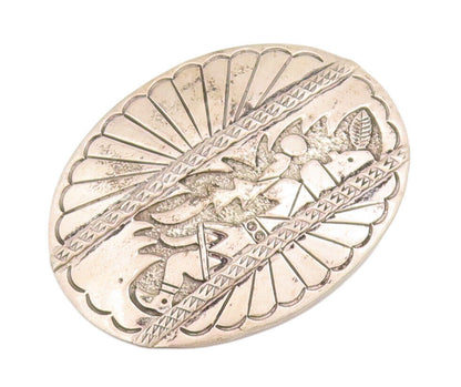 925 Sterling Silver Vintage Brooch Pin WYLIE NAVAJO Carved Sleeping Man  BP10807