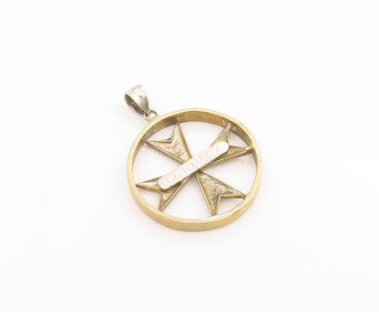 925 Sterling Silver Vintage Pendant Gold Plated Holy Maltese Cross Medal PT26070