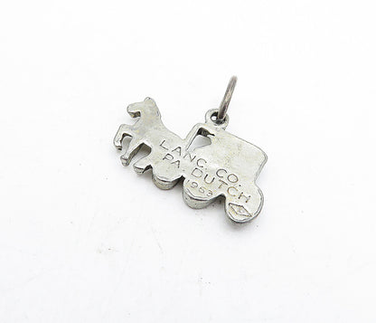 LAND CO. DUTCH 925 Silver  Vintage Shiny Horse Drawn Carriage Pendant  PT3726