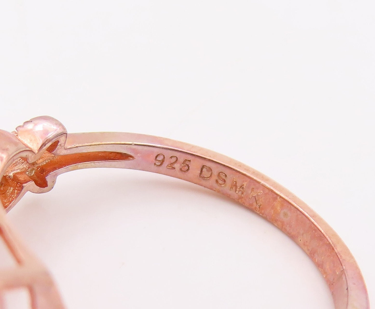 925 Sterling Silver Vintage Ring Rose Gold Plated Morganite & CZ Sz 7  RG30635