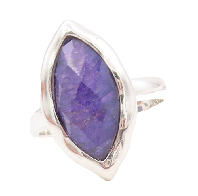 925 Sterling Silver Vintage Ring Marquise Cut Purple Gemstone  Sz 7  RG29789