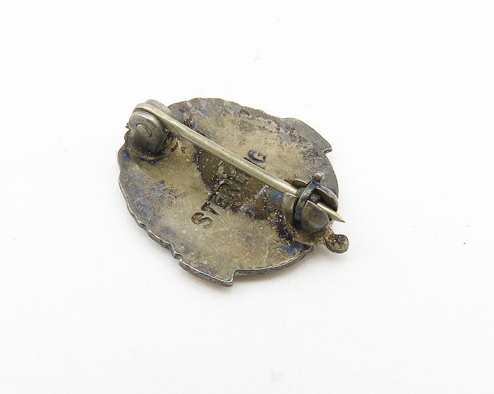 925 Sterling Silver  Vintage Petite Enamel Scholarship Brooch Pin  BP4202