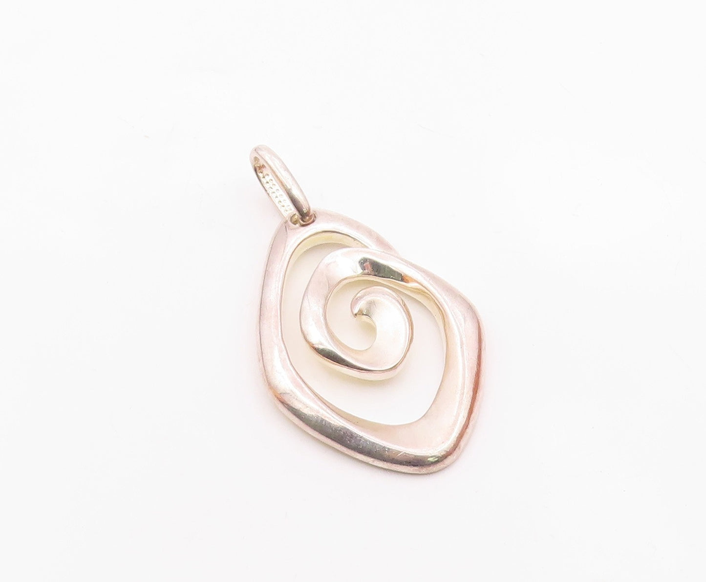 925 Sterling Silver  Vintage Minimalist Carved Spiral Cutout Pendant  PT20982