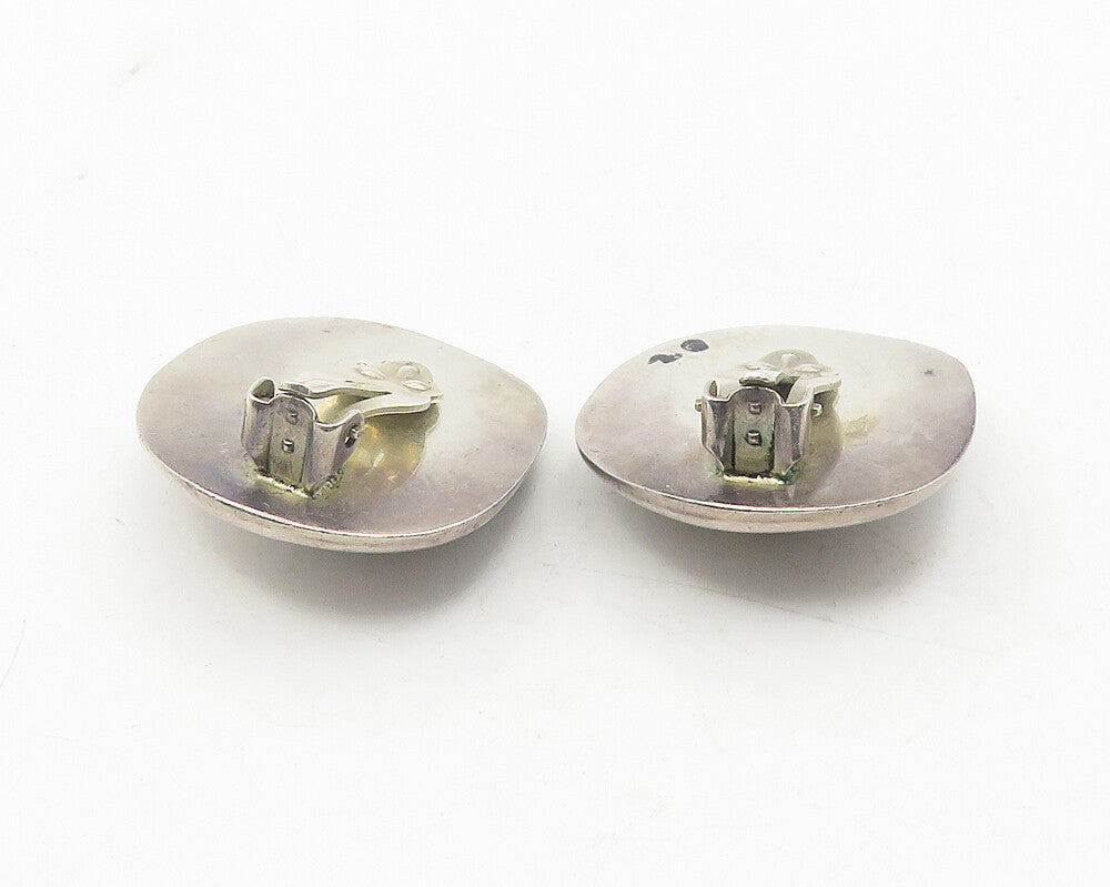 MEXICO 925 Sterling Silver  Vintage Smooth Hollow Non Pierce Earrings  EG6267