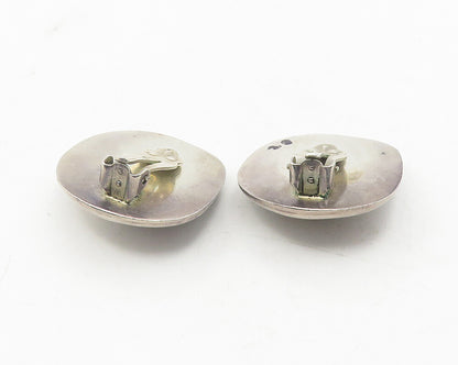 MEXICO 925 Sterling Silver  Vintage Smooth Hollow Non Pierce Earrings  EG6267