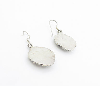 925 Sterling Silver Vintage Hollow Swirl Bird Motif Dangle Earrings EG3505