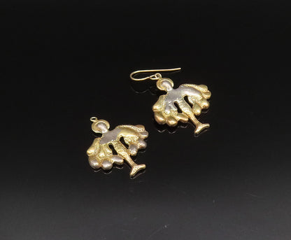 925 Sterling Silver  Vintage Two Tone Winged Figure Dangle Earrings  EG11977
