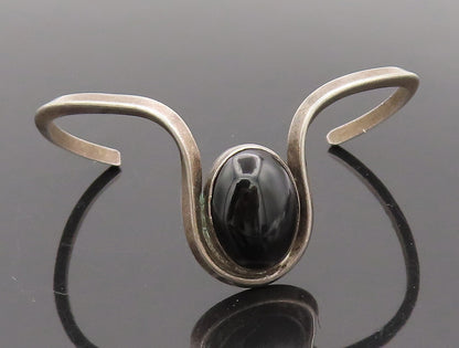 925 Sterling Silver Vintage Bracelet MANIQUIS Solid Designer Onyx Cuff  BT10233