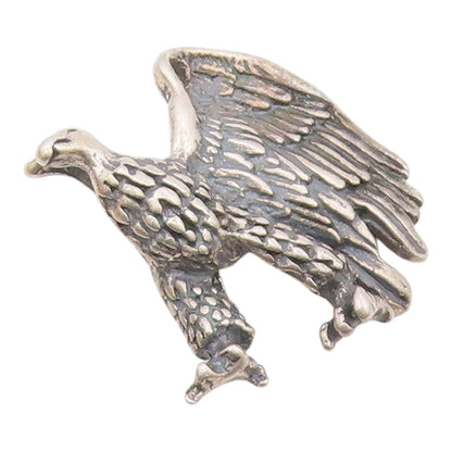 925 Sterling Silver   Vintage Sculpted Flying Eagle Bird Pendant  PT20598