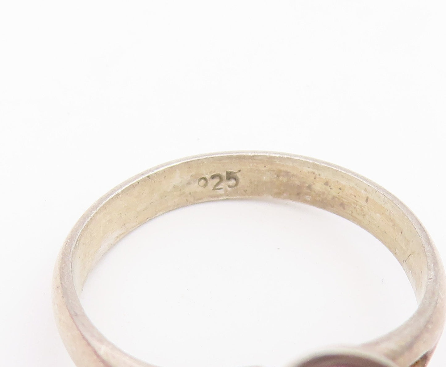 925 Sterling Silver Vintage Ring Round Cut CZ Floral Petal Band  Sz 7  RG36610