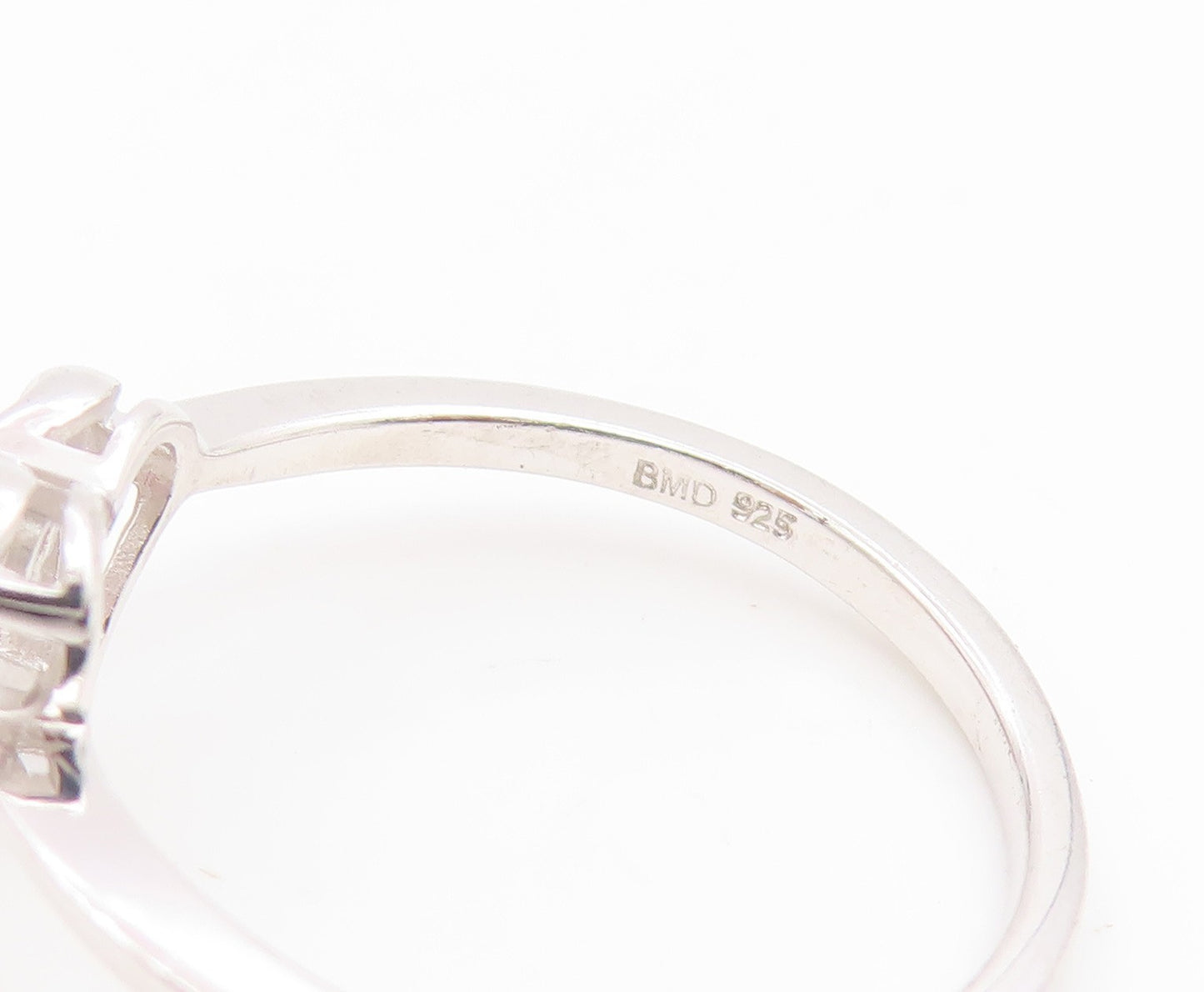 925 Sterling Silver Vintage Ring Pink Topaz Love Heart Band  Sz 6.5  RG35119